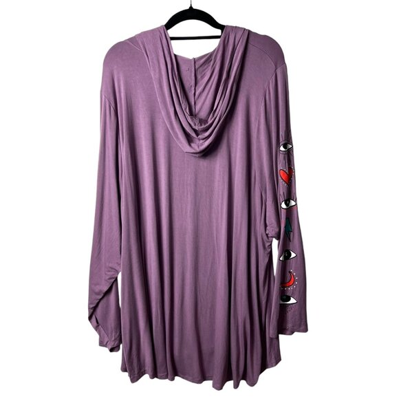 Torrid super soft eyes purple hooded long sleeve top women’s size 6X - Picture 2 of 7